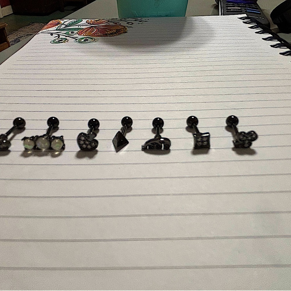 Elegant Black Barbell Piercing Set